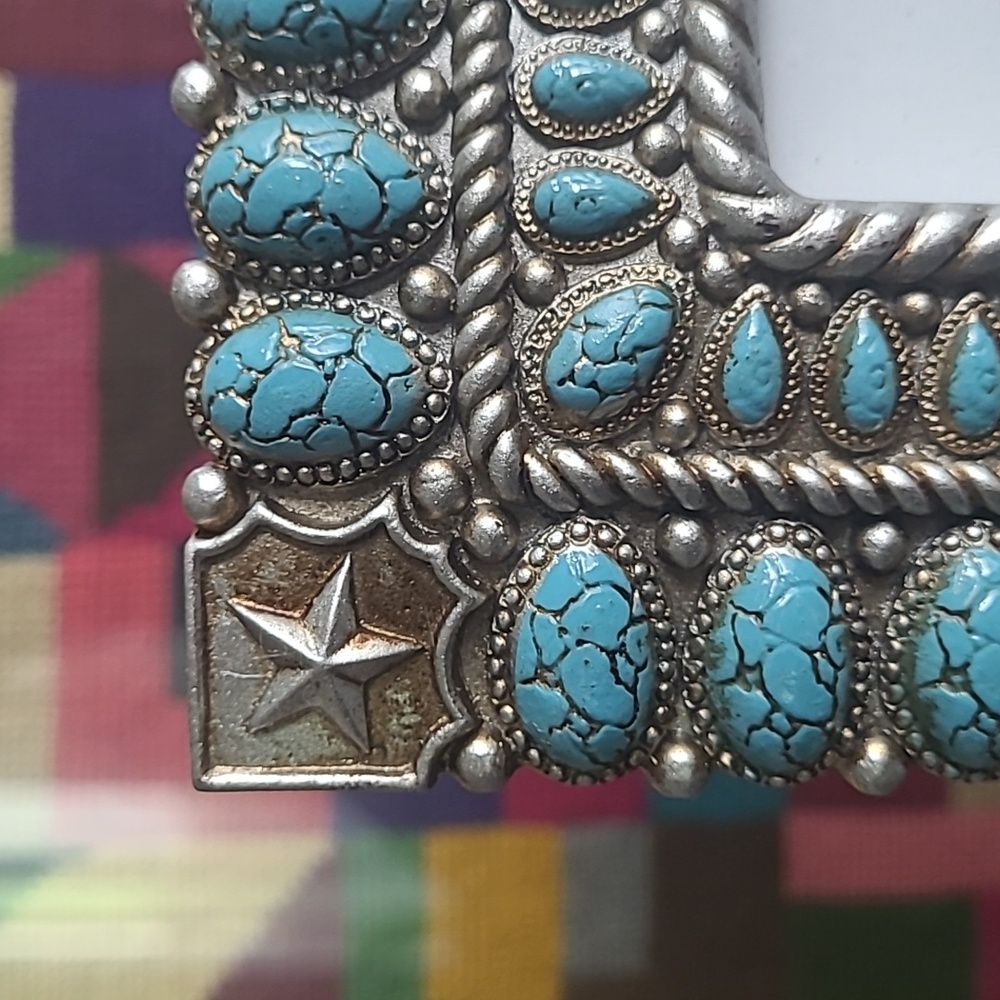 NWT SOUTHWESTERN TURQUOISE AND SILVER PICTURE FRAME - Picture 3 of 5